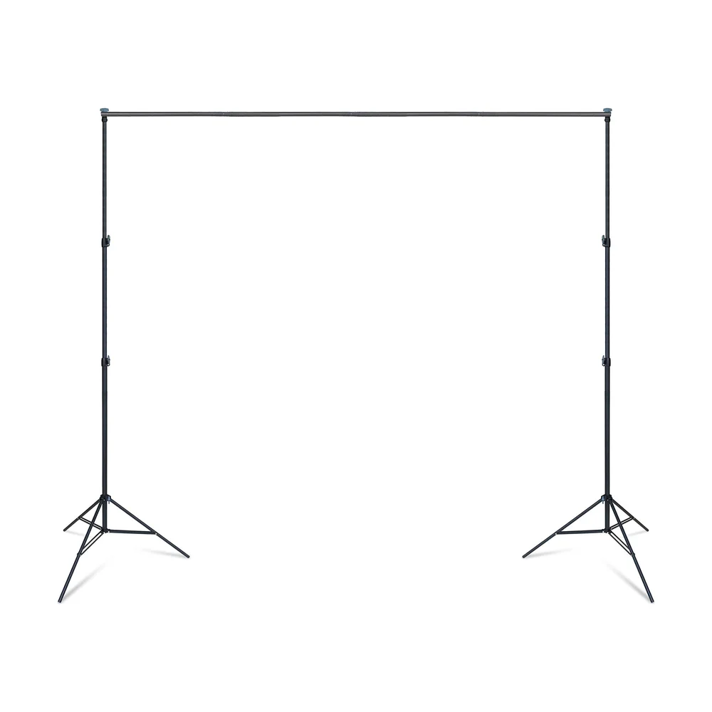 Backdrop stand set up with the crossbar across two stands