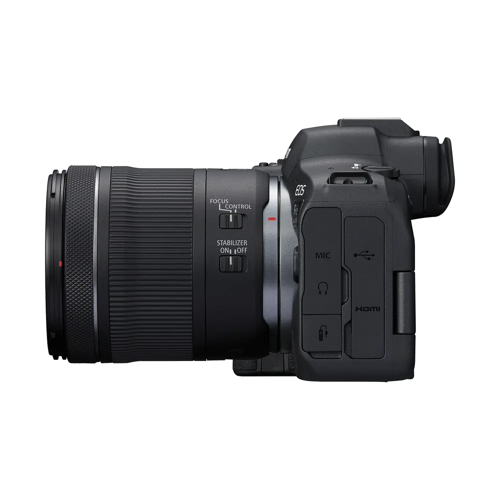 Canon EOS R6 Mark II with the kit lens, side view