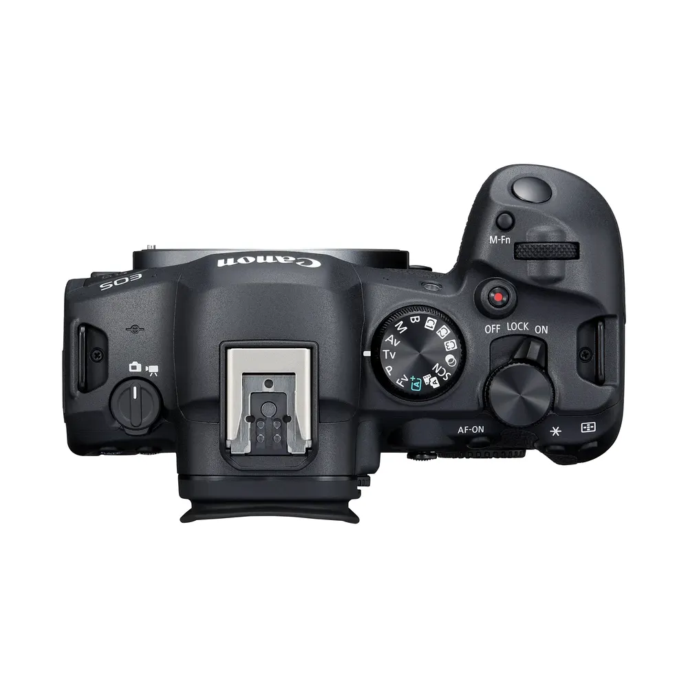 Canon EOS R6 Mark II, top view of the controls