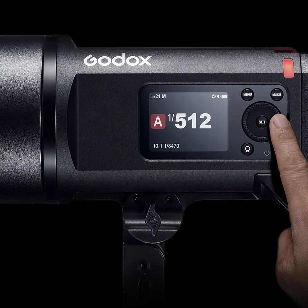 Godox AD600Pro II, rear screen in use, official Godox image