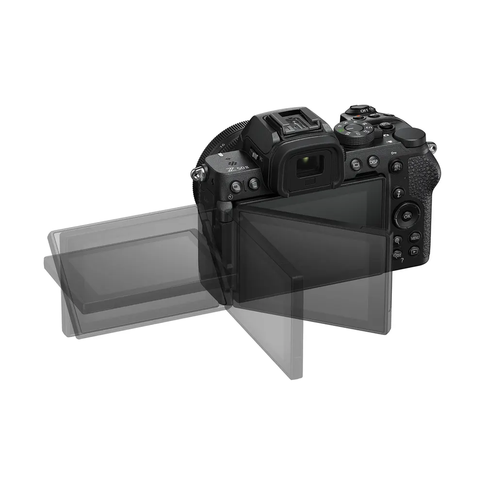 Nikon Z50II with vari angle monitor, kit lens shown (not included)