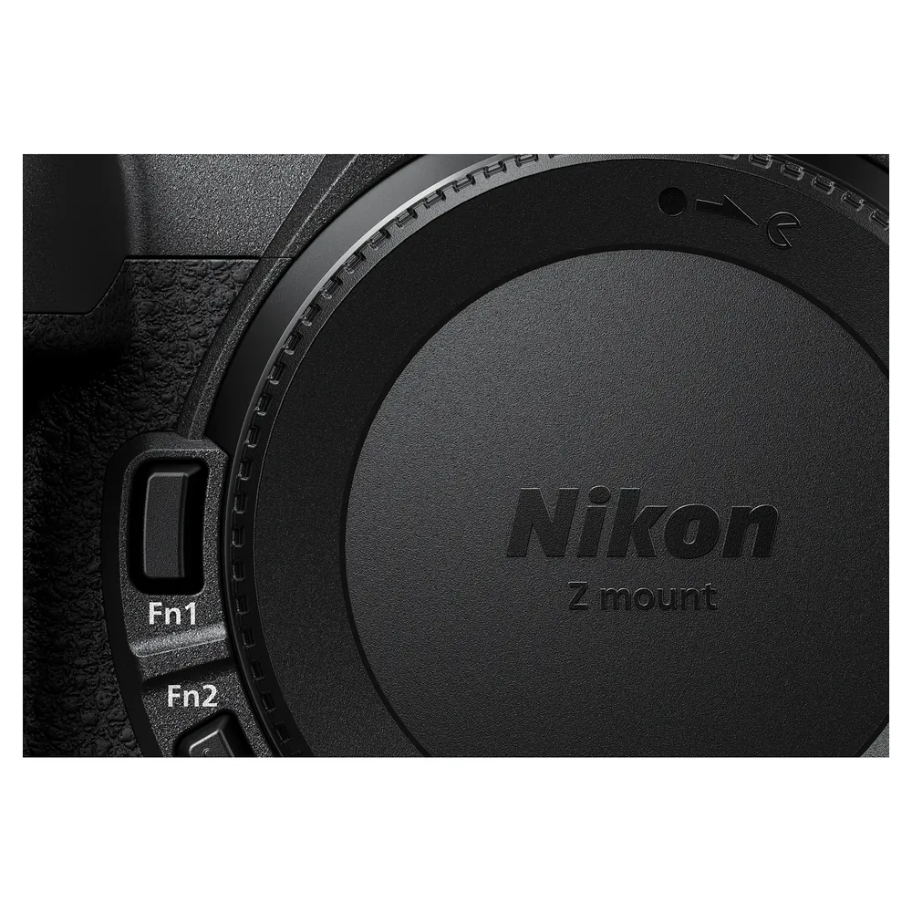 Nikon Z6III, close up of the body cap and Fn buttons