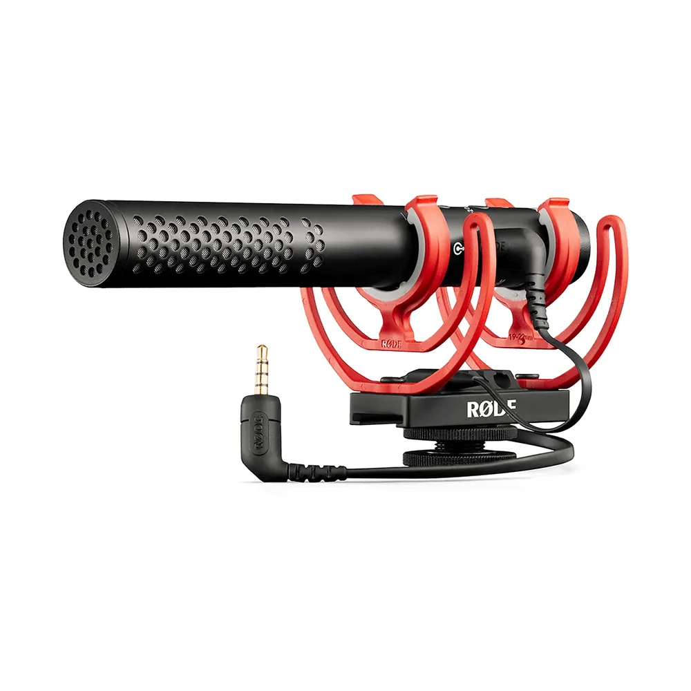 RODE VideoMic NTG, with shock mount, side view
