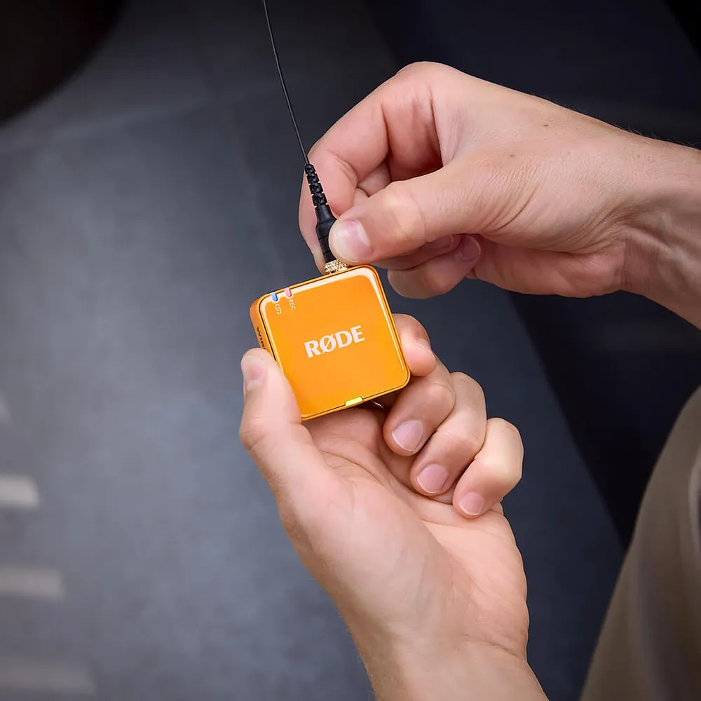 RODE Wireless GO (Gen 3), transmitter in hand, official RODE image