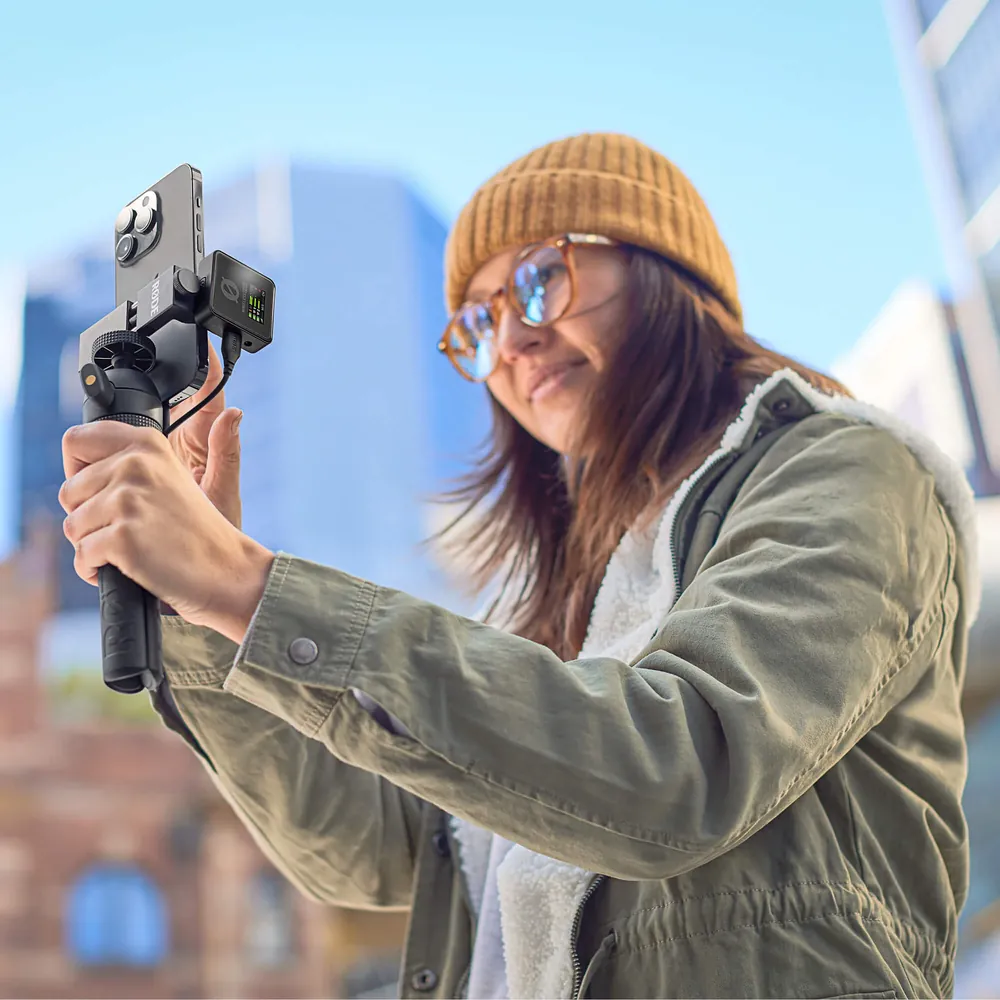 RODE Wireless PRO, used by a creator filming outdoors, official RODE image