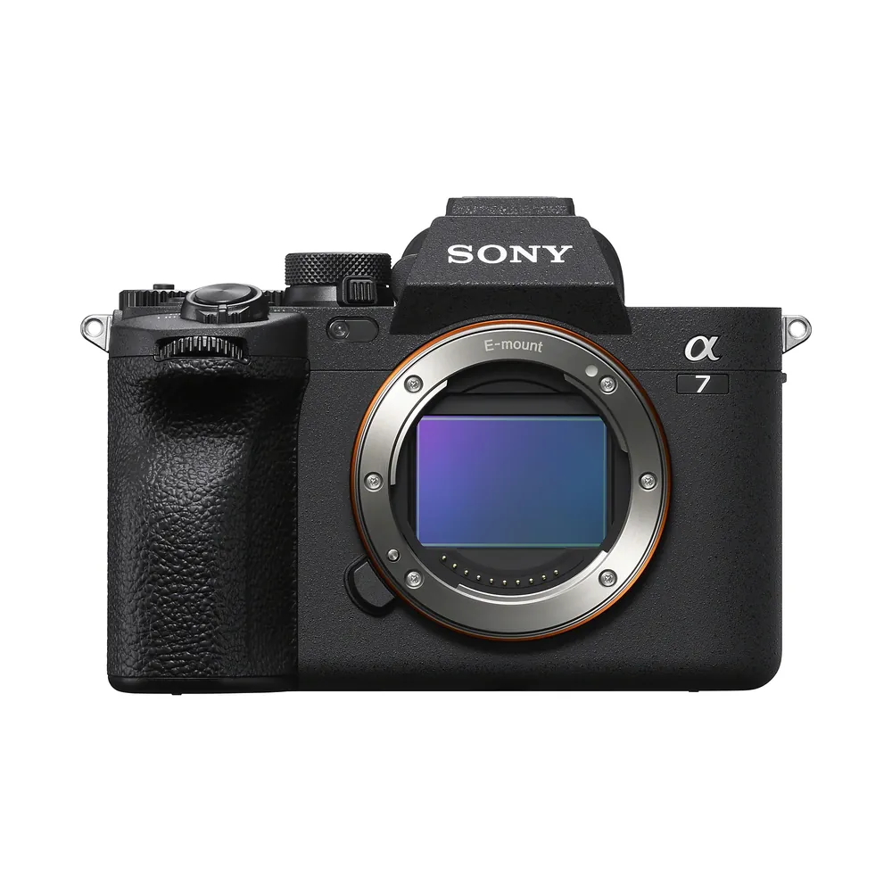 Sony Alpha 7 IV body, front view showing the sensor