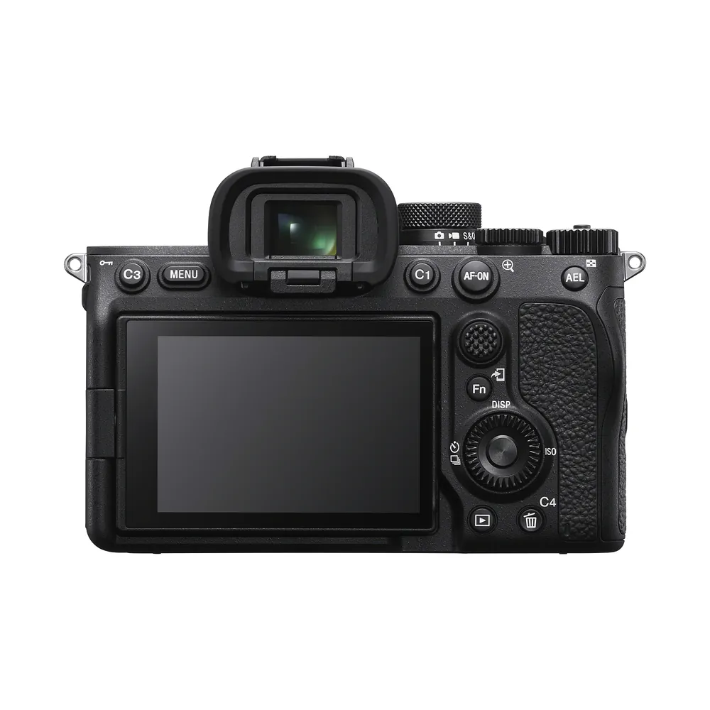 Sony Alpha 7 IV body, rear view with screen